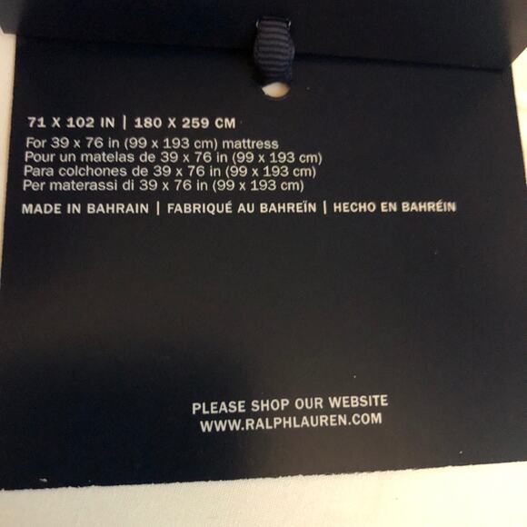 Ralph Lauren Organic Cotton Percale Palmer Twin Flat Sheet White Polo Navy New - Picture 9 of 10